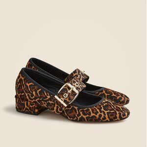 J CREW Teagan Mary Jane heels in leopard print calf hair (New with Box,Size 6.5)